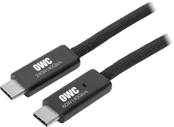 close up of the usbc connectors on the owc USB4 cable