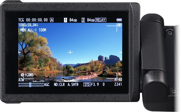 close up of the panasonic camcorder viewfinder