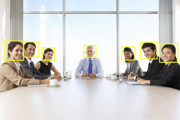 ptz camera frmaing all memebers of a metting while they look at the camera