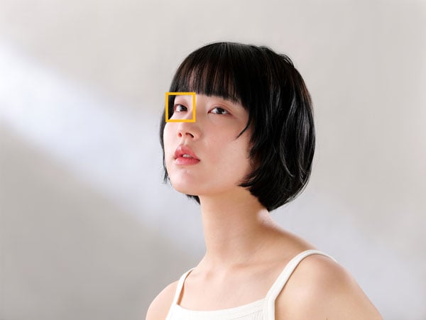 portrait of a woman showing how the ai eye detection works