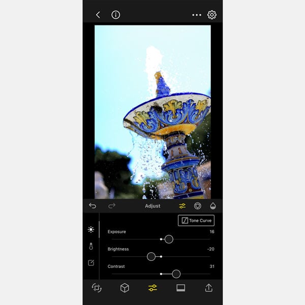 lumix app interface showing raw editing