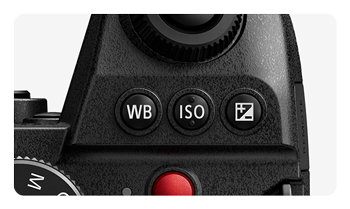 close up of the Panasonic LUMIX S1II top buttons