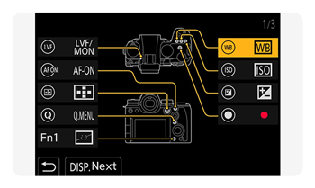 close up of the custom fn buttons interface on the Panasonic LUMIX S1II