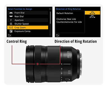 diagram showing how to use the focus ring as a control ring on the Panasonic LUMIX S1II