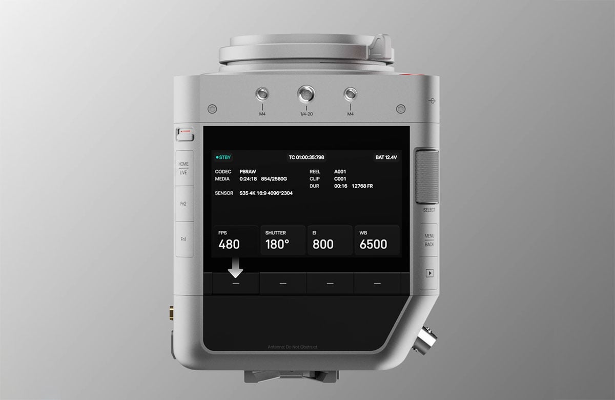 close up of the pixboom camera showing the touchscreen
