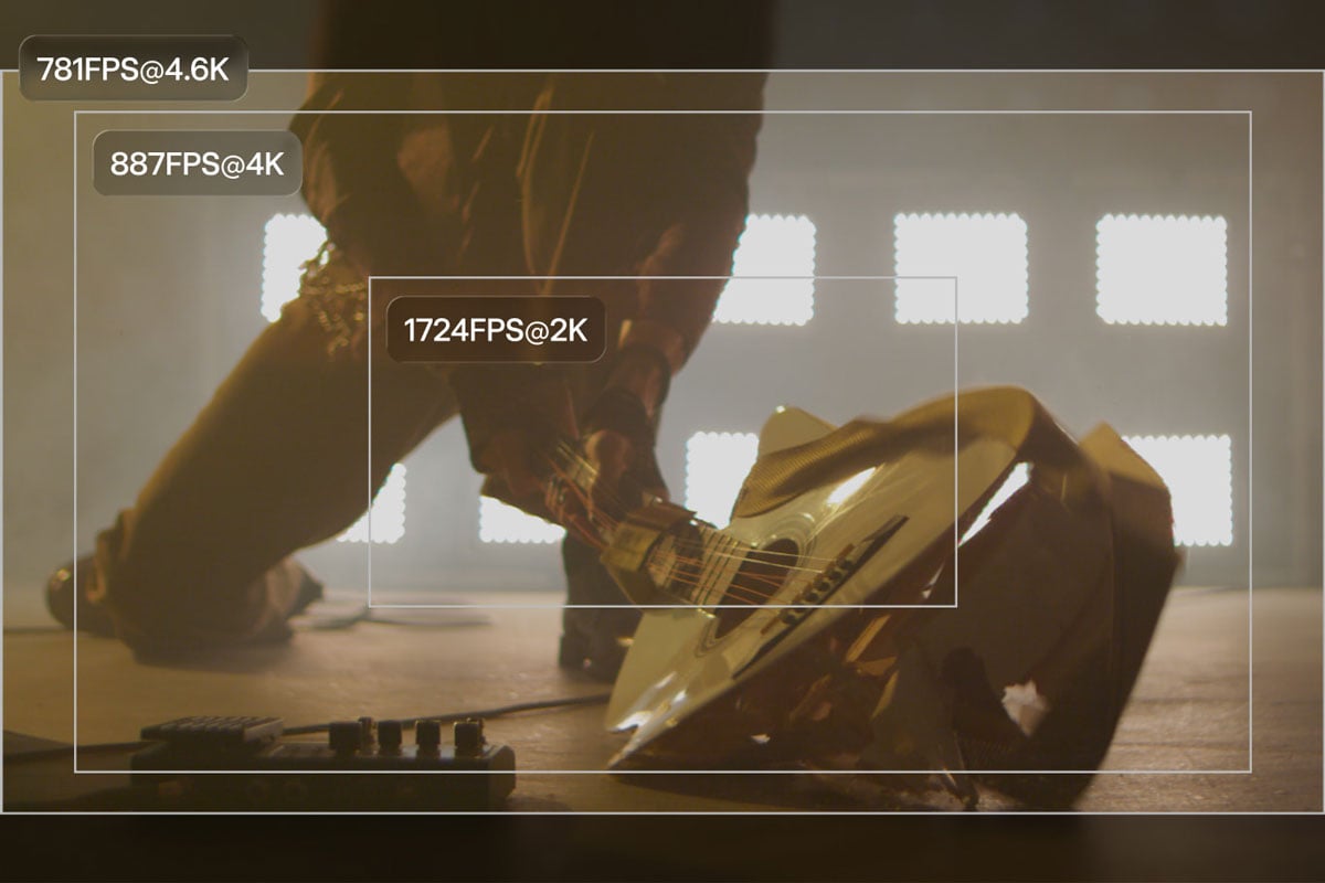 comparison of frame rates and aspect ratios of someone smashing a guitar on the ground