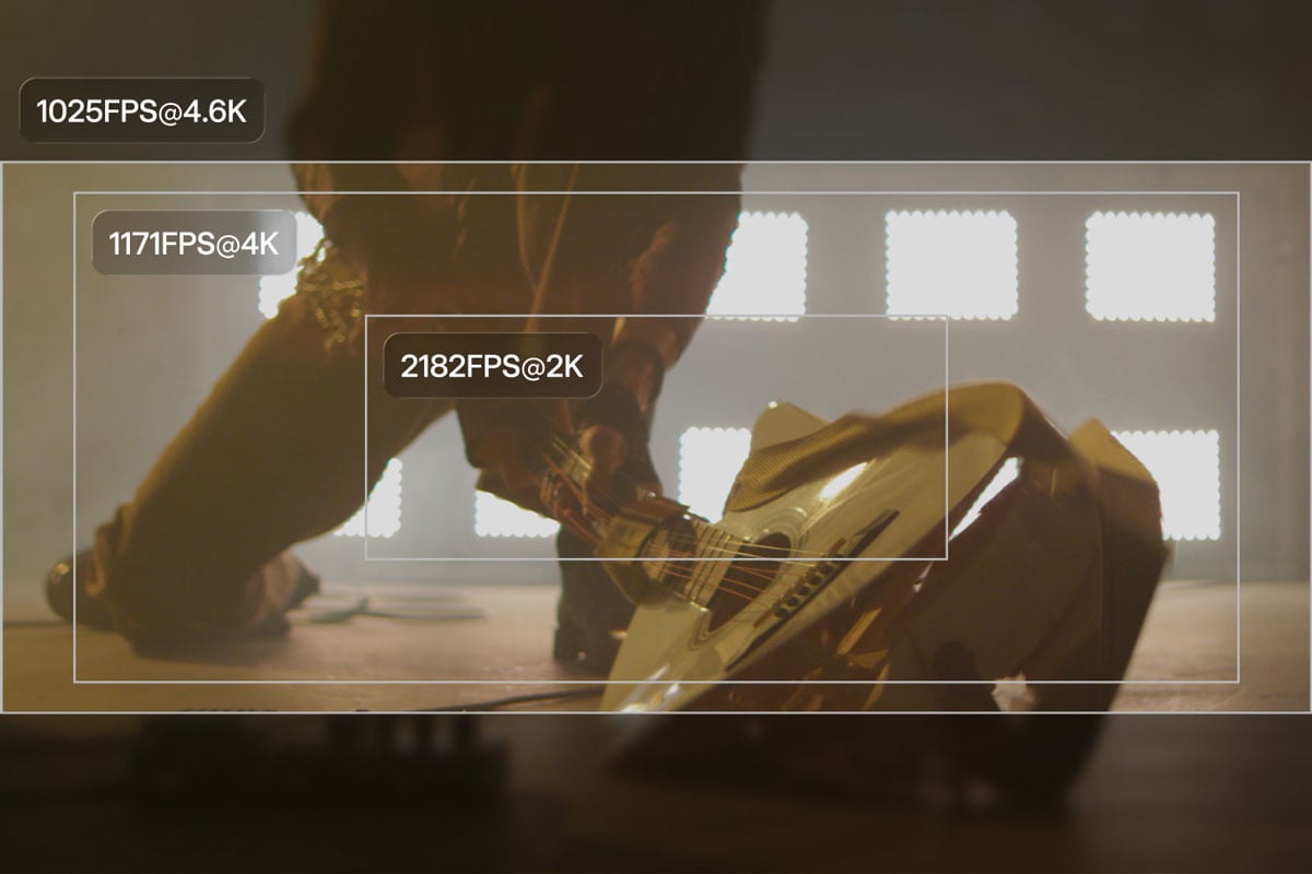 comparison of frame rates and aspect ratios of someone smashing a guitar on the ground