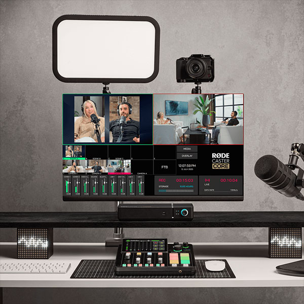 rodecaster video core setup with mulriview display on the screen