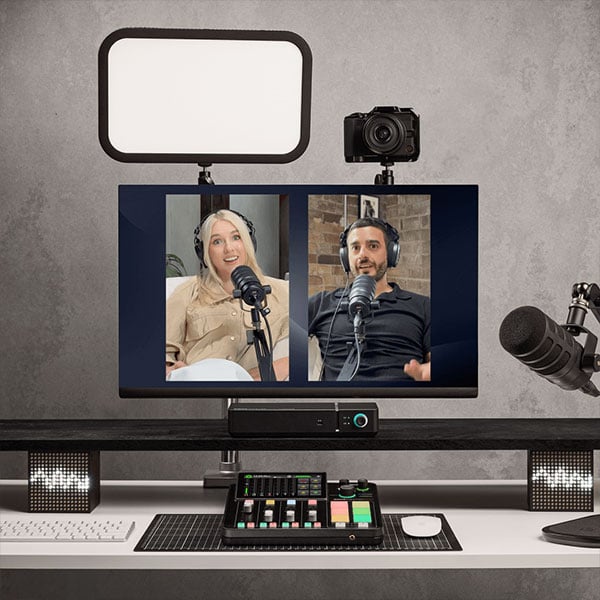 rodecaster video custom desk setup