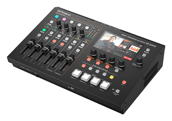 angled view of the live stream mixer