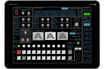 Apple iPad running Roland AV Control application