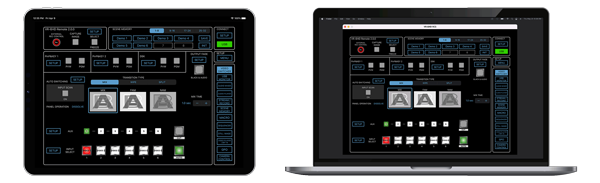Apple ipad and macbook with Roland control software applications open
