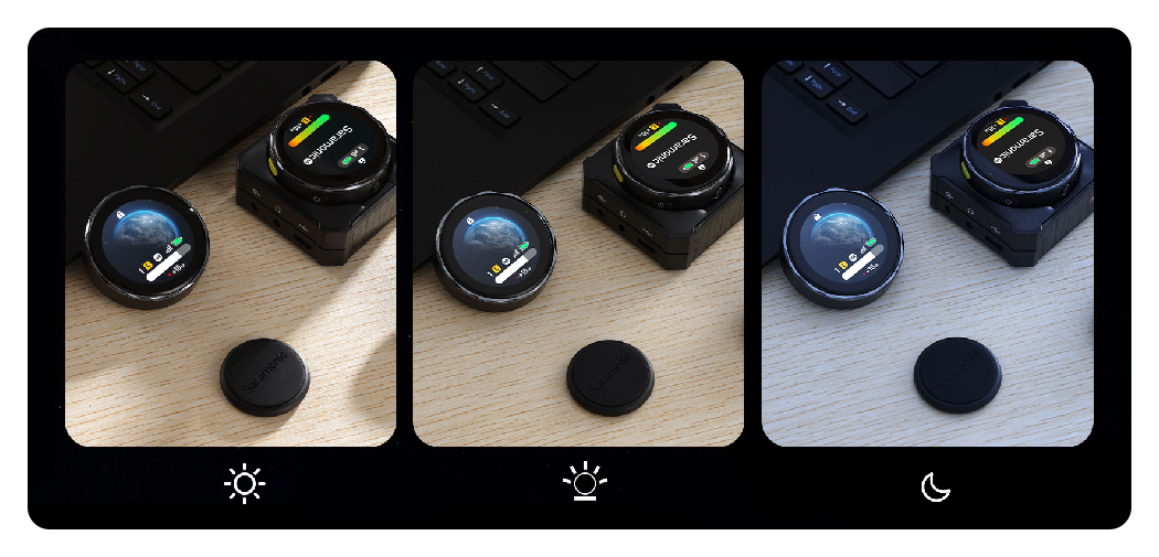 examples of the touchscreen in different lighting, Saramonic BlinkMe B2