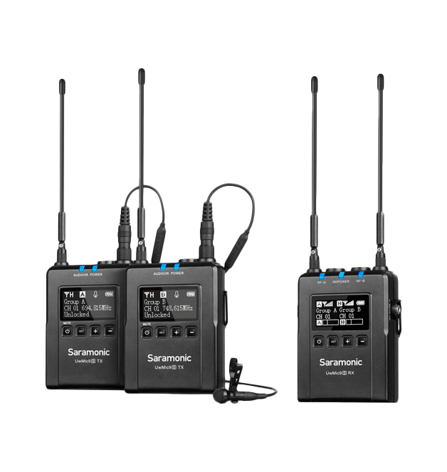 full kit with lavalier mic, Saramonic UwMic9S Kit 2 Advanced 2-Person Wireless UHF Lavalier System