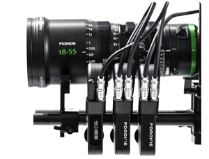 Slidekamera PDmovie lens control systems attached to Fujinon broadcast lens