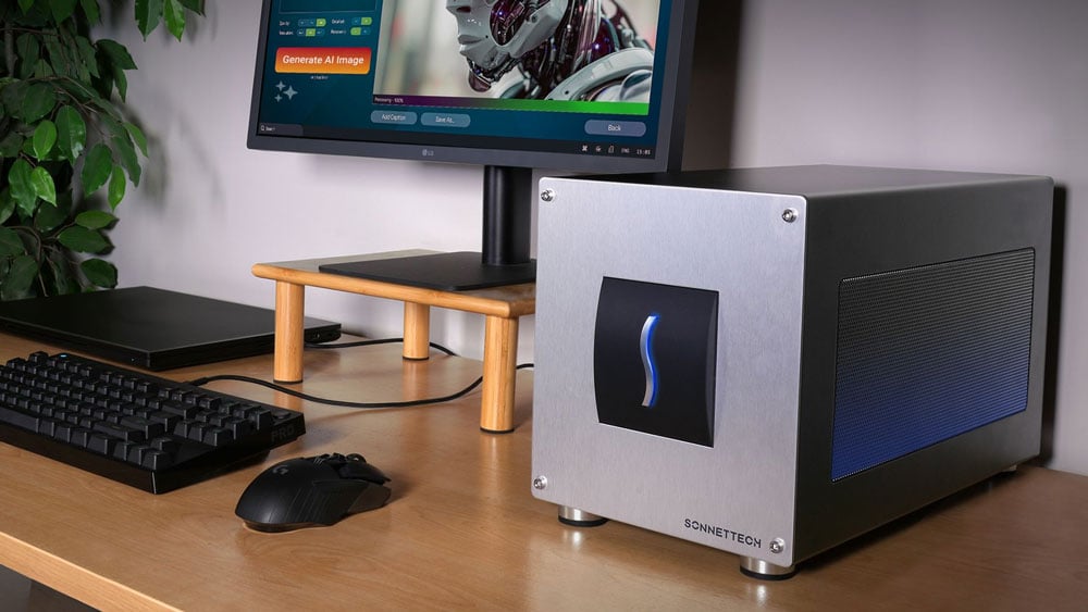 egpu enclosure on a desk bing used to create ai art