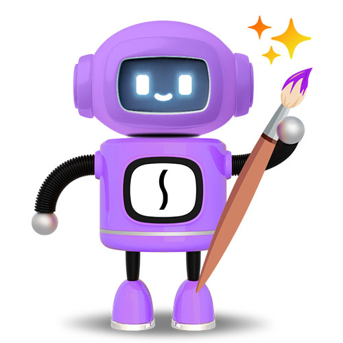 purple robot graphics icon