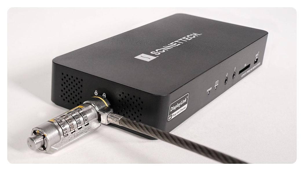 focus on the kensington lock system, Sonnet Echo 13 Triple 4K Display Dock
