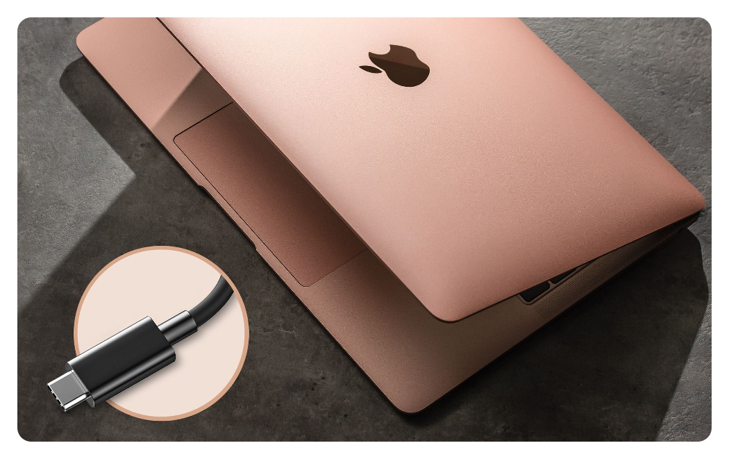 Apple MacBook with usb type c cable, Sonnet Echo 13 Triple 4K Display Dock