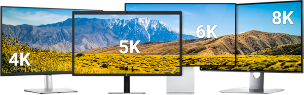 a range of monitors showing different resolutions