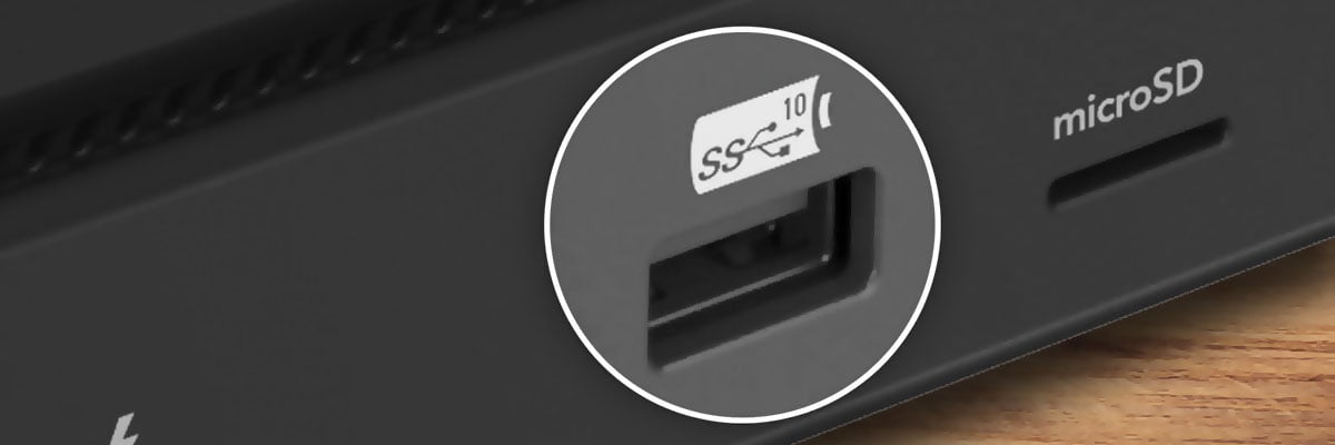 Sonnet Echo 13 Thunderbolt 5 SSD Dock front panel 10 Gbps USB Type-A port and microSD slot