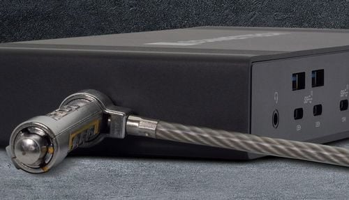 close up of a Kensington lock attached to the echo 20 dock
