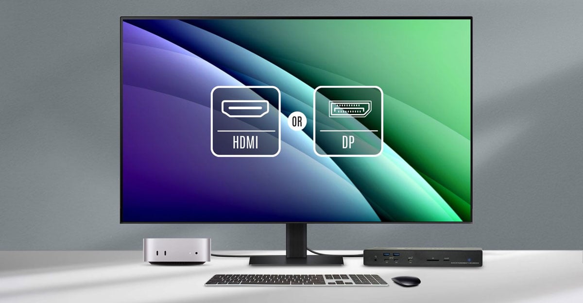 echo 20 dock connected to a monitor on a grey desk