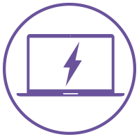 purple charging laptop icon