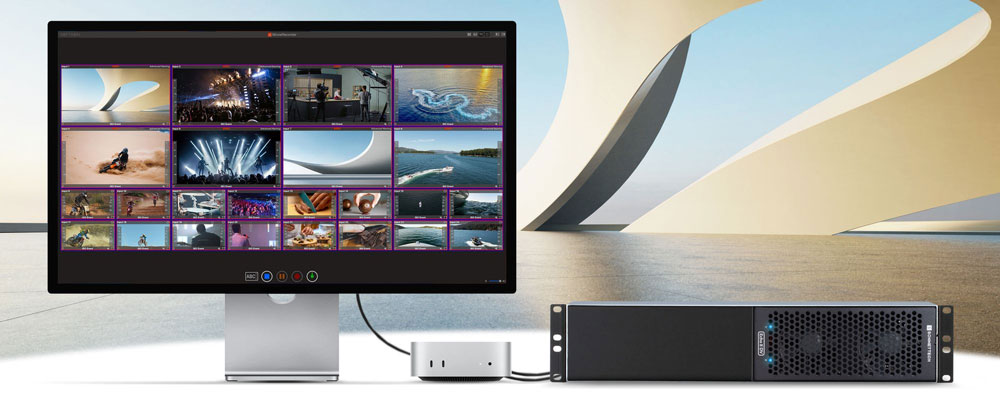 thunderbolt 5 expansion system connected to a mac mini and monitor