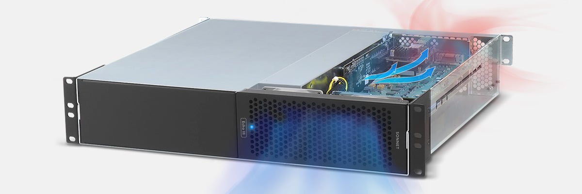 Rackmount server chassis showing front-to-back cooling airflow system