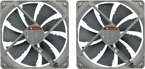 wo Fractal Design computer cooling fans shown side-by-side