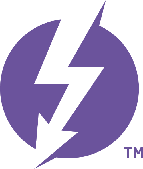 Purple thunderbolt logo