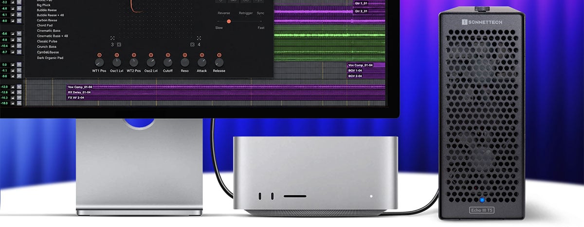 Sonnet Echo III T5 Desktop connected to a mac running Pro Tools