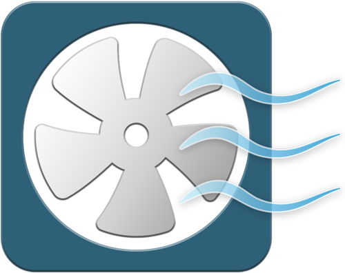 blue and silver fan icon