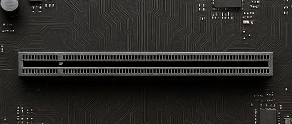close up of the pcie 4.0 slot