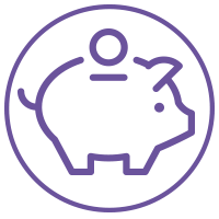 purple piggy bank icon