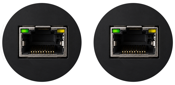 close up of the dual ports on the Sonnet Twin25G T5 Thunderbolt 5 Adapter