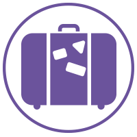 purple suitcase icon