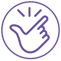 purple clicking fingers icon