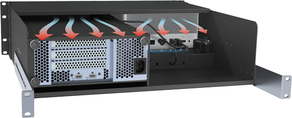 rear view of the sonnet xmac studio enclosure showing the airflow