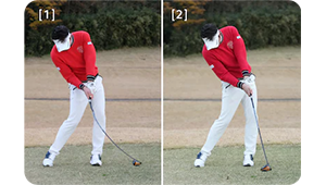 Sony a1 sample image of golfer tee shot wearing red jumper and white pants