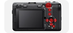 sony fx3 rear view showing highlighted camera control buttons