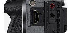 sony fx3 Camera side view showing side HDMI port