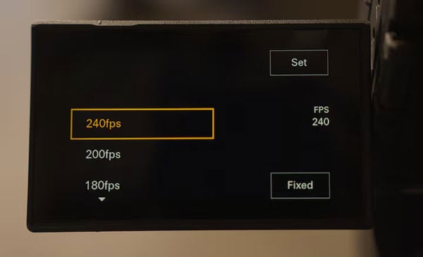 sony fx5 frame rate interface in the view finder