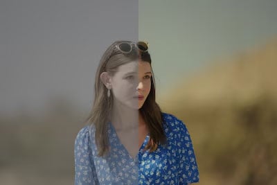 side by side comparison showing different s-log3 modes on an image of a woman