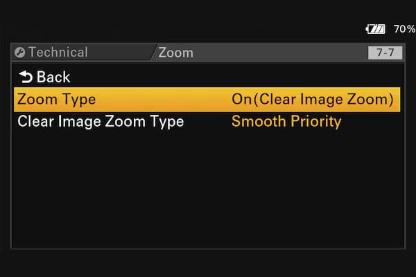 zoom interface on the sony fx5