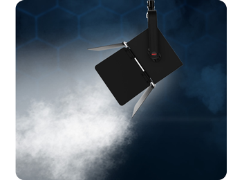 image of swit CL-M100D illuminating white fog in dark blue room