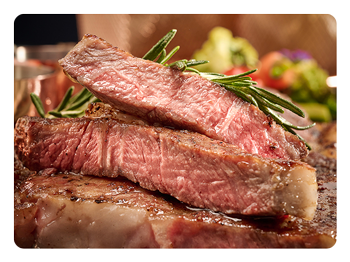 example photo of a steak taken with the 100mm F2.8 Macro X2 Lens