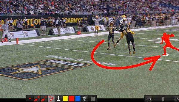 a telestrated replay from the 2008 U.S. Army All-American Bowl