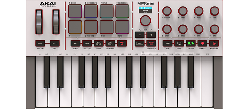 Akai MPK Mini Mk4 - Compact Keyboard and Pad Controller - Grey